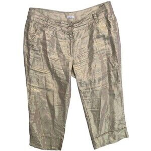 oltre women's crop linen gold cropped pants size 12 31